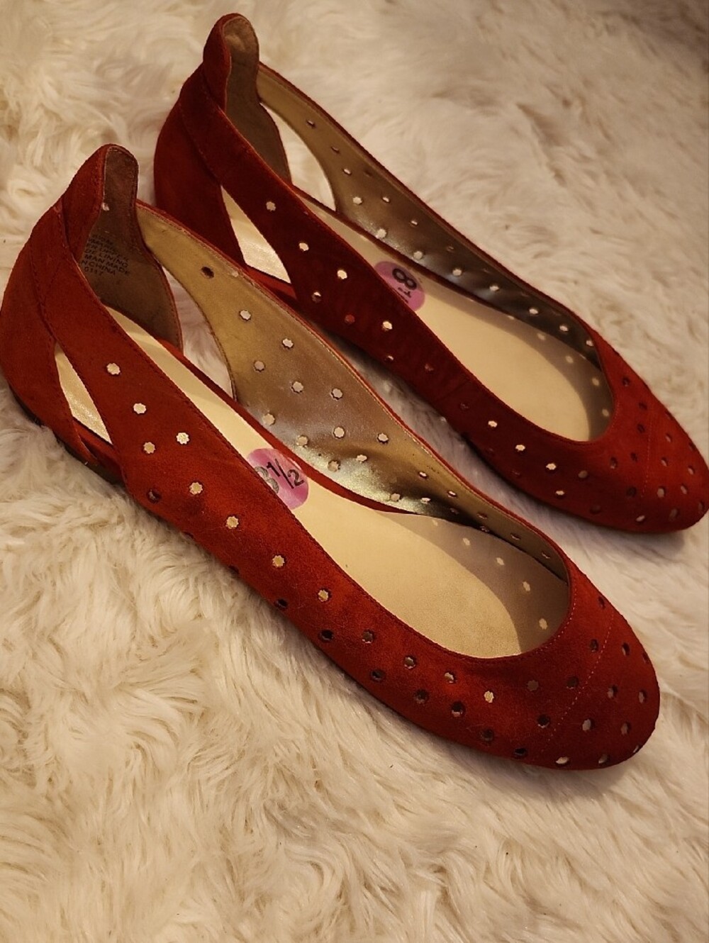 Nine West Red Suede Polka Dot Ballet Flats - Picture 4 of 11